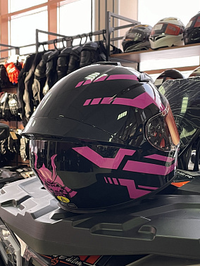 Шлем интеграл HETOSHI цв. Черный с розовыми вставками р.M