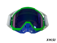 Очки мотокросс 100% XD3-28 коробка цв. оправы Зеленый-белый цв. стекла Синий матовый